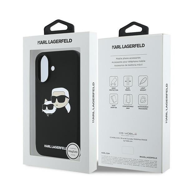 Etui Karl Lagerfeld iPhone 16 Plus czarny/black HC MagSafe Sil Double Heads Print