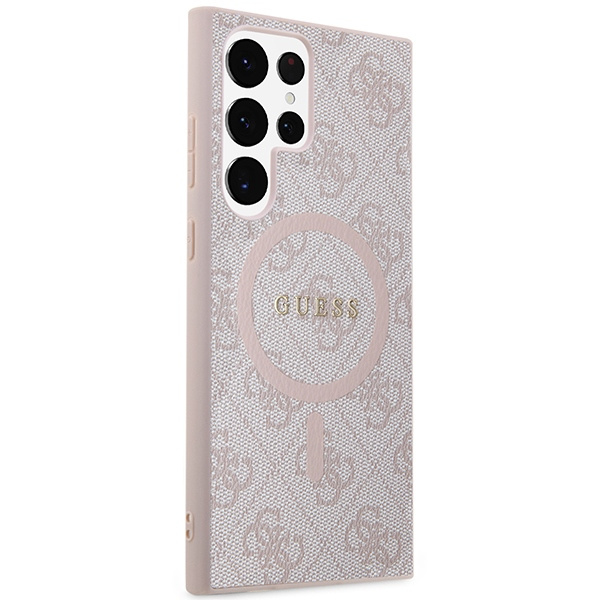 Etui Guess GUHMS24LG4GFRP S24 Ultra S928 różowy/pink hardcase 4G Collection Leather Metal Logo MagSafe Case