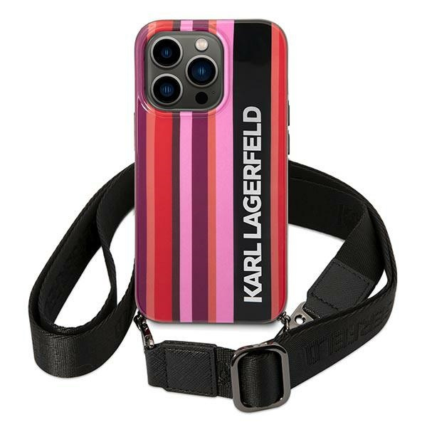 Etui KARL LAGERFELD Apple iPhone 14 Pro Max Color Stripes Strap Różowy Hardcase