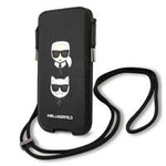 Torebka KARL LAGERFELD Telefon 6,7 Saffiano Ikonik Karl&Choupette Head Czarny Hardcase
