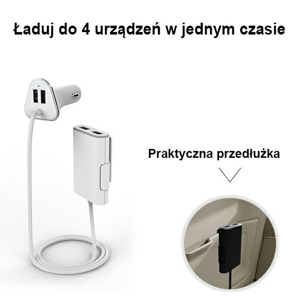 Ładowarka Samochodowa AWEI 4X USB-A C-400 9.6A High Speed Biały