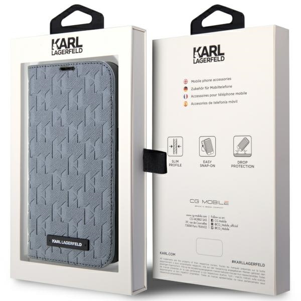 Etui Karl Lagerfeld KLBKP14SSAKLHPG iPhone 14 6.1" bookcase srebrny/silver Saffiano Monogram Case