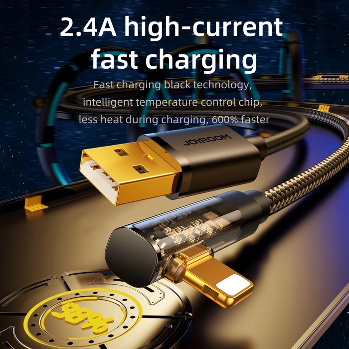 Kabel kątowy Joyroom S-UL012A6 USB-A - Ligtning 2.4A 1,2m - niebieski