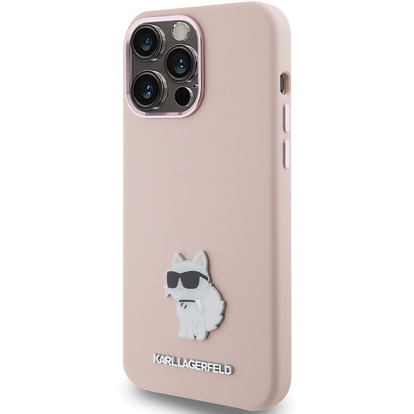 Etui Karl Lagerfeld KLHCP15XSMHCNPP iPhone 15 Pro Max 6.7" różowy/pink Silicone Choupette Metal Pin Case