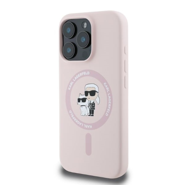 Etui Karl Lagerfeld iPhone 16 Pro Max różowy/pink HC MagSafe Silicone KC Heads Ring