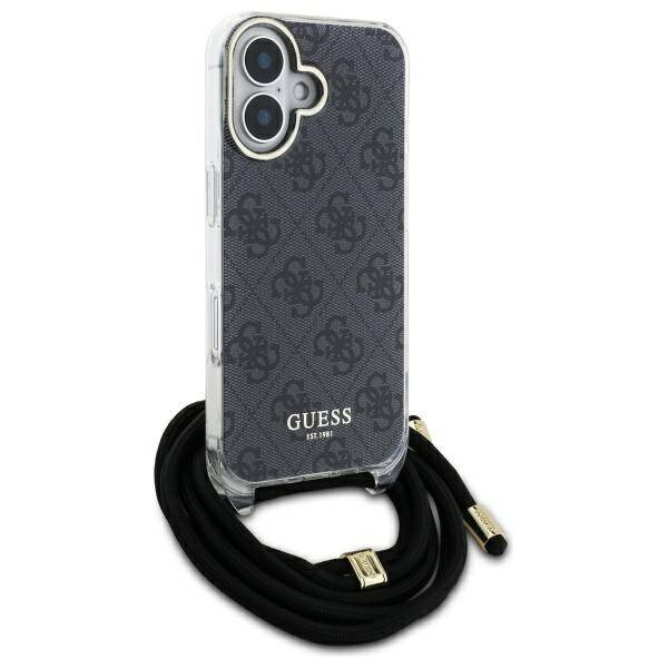 Etui Guess iPhone 16 Pro czarny/black hardcase Crossbody Cord 4G Print
