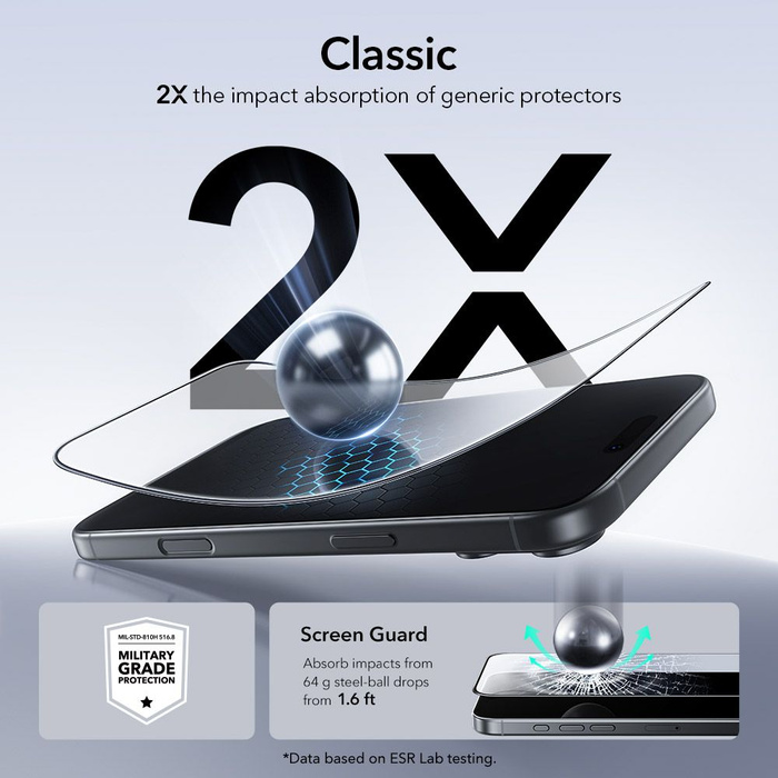 SZKŁO HARTOWANE ESR ULTRAFIT TEMPERED GLASS 2-PACK IPHONE 17 PRO MAX CLEAR