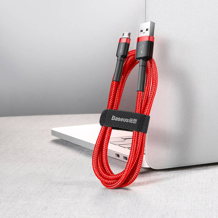 Baseus Cafule Cable wytrzymały nylonowy kabel przewód USB / micro USB QC3.0 1.5A 2M czerwony (CAMKLF-C09)