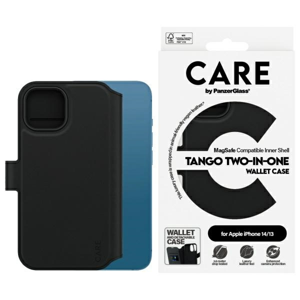 CARE by PanzerGlass Feature Tango 2in1    Wallet iPhone 14 / 13 6.1" MagSafe czarny/black 1160