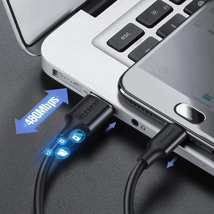 Kabel UGREEN USB-A Micro USB QuickCharge 3.0 2.4A 0.5m Czarny