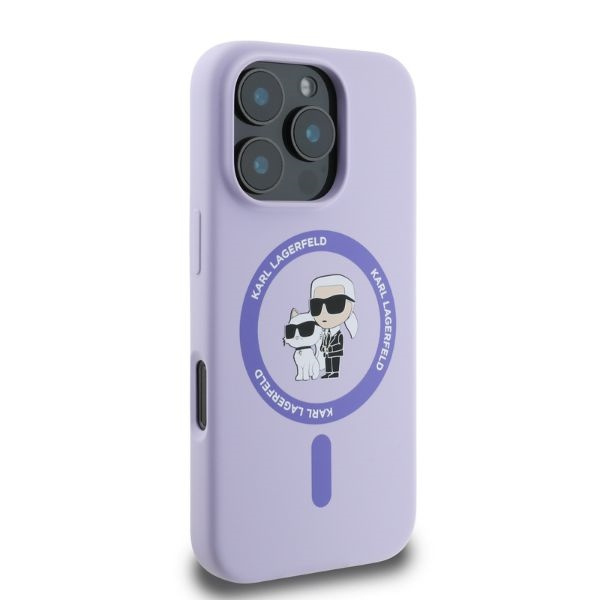 Etui Karl Lagerfeld iPhone 16 Pro Max fioletowy/purple HC MagSafe Silicone KC Heads Ring