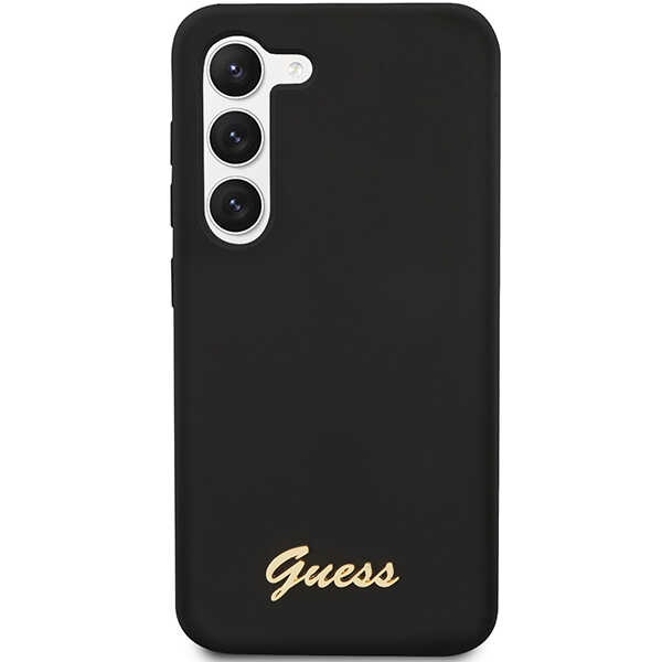 Etui Guess GUHCS23MSLSMK S23 Plus S916 czarny/black hardcase Silicone Vintage Gold Logo