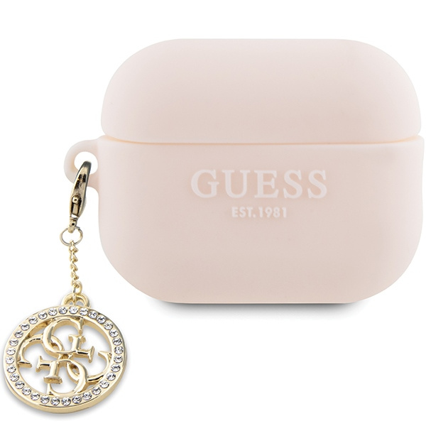 Etui Guess GUAP23DSLGHDP AirPods Pro 2 cover różowy/pink 3D Rubber 4G Diamond Charm Case