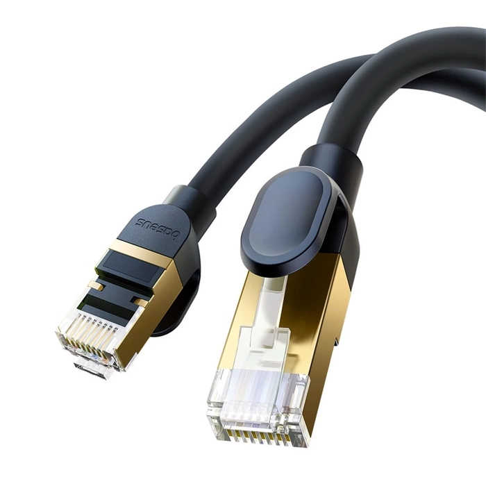 Baseus szybki kabel sieciowy RJ-45 cat.8 40Gbps 1m okrągły - czarny