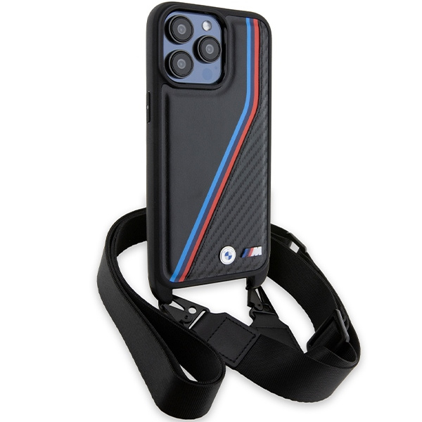 Etui Bmw Bmhcp15l23psvtk Iphone 15 Pro 6.1" Czarny/black Hardcase M Edition Carbon Tricolor Lines & Strap Case