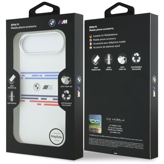 Etui BMW M Silicon Horizontal Line       MagSafe do iPhone Air biały