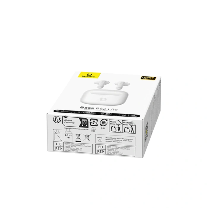 Słuchawki douszne Baseus Bass BS2 Lite TWS - białe