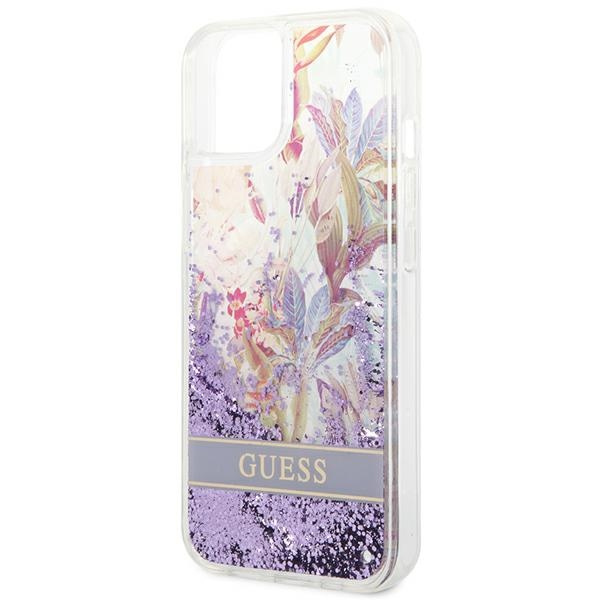 Etui GUESS Apple iPhone 14 Plus Flower Liquid Glitter Fioletowy Hardcase