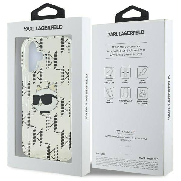 Etui Karl Lagerfeld iPhone 16 6.1" przezroczysty/transparent hardcase IML Choupette Head Electroplated