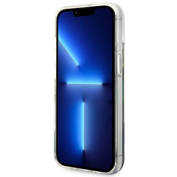 Etui GUESS Apple iPhone 14 Plus Flower Liquid Glitter Niebieski Hardcase