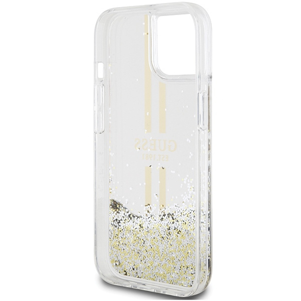 Etui Guess GUHCP15MLFCSEGT iPhone 15 Plus / 14 Plus 6.7" transparent hardcase Liquid Glitter Gold Stripes Case