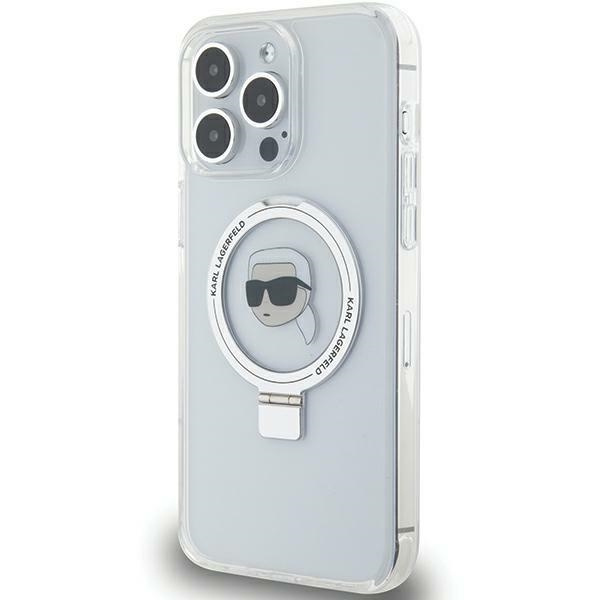 Etui Karl Lagerfeld KLHMP15XHMRSKHH iPhone 15 Pro Max 6.7" biały/white hardcase Ring Stand Karl Head MagSafe Case
