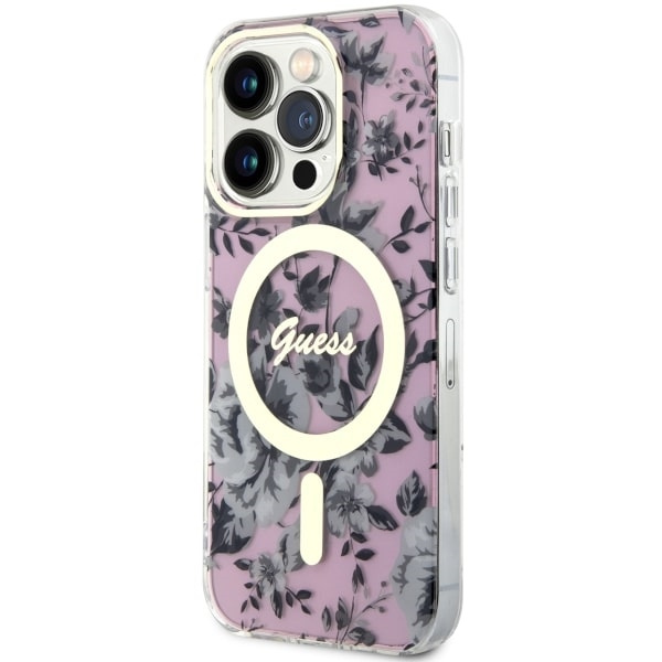Etui Guess GUHMP14XHCFWSP iPhone 14 Pro Max 6.7" różowy/pink hardcase Flower MagSafe Case