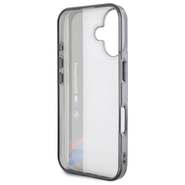 Etui BMW iPhone 16 6.1" szary/grey hardcase Motosport IML Vertical Stripe