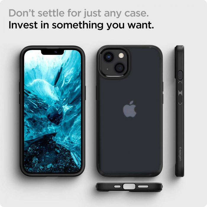 Etui iPhone 13 Spigen Ultra Hybrid Matte Frost Black Case + Szkło Hartowane Full Cover Spigen