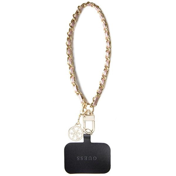 Guess GUOUCHSAMC4P Universal Hand Strap różowy/pink Saffiano Chain 4G Charm