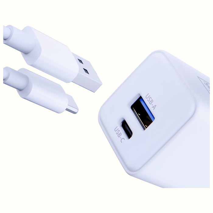 Ładowarka sieciowa 3MK Hyper GaN Charger 20W 1xUSB-A 1XUSB-C PD QC4+ biały
