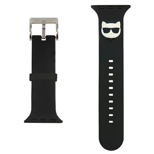 Pasek KARL LAGERFELD Apple Watch 42 44 45mm Strap Silicone Choupette Heads Czarny