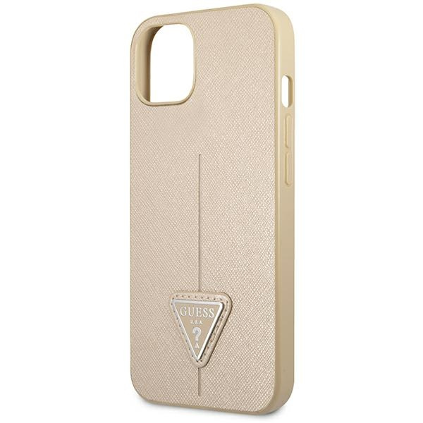Etui GUESS Apple iPhone 14 Plus SaffianoTriangle Logo Beżowy Hardcase