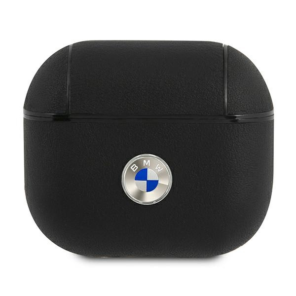 Etui BMW Apple AirPods 3 Cover Geniune Leather Silver Logo Czarny Case