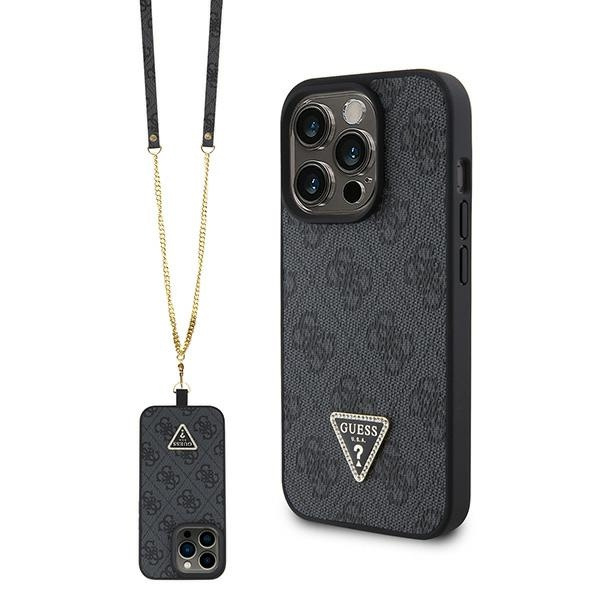 Etui Guess GUHCP15LP4TDSCPK iPhone 15 Pro 6.1" czarny/black hardcase Crossbody 4G Metal Logo Case