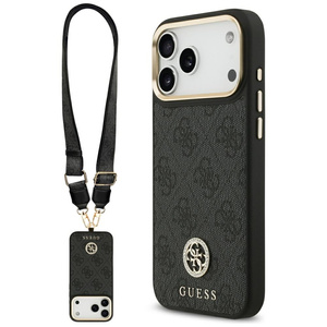 Etui Guess 4G Srtass Logo & Big Strap    Metal Buttons MagSafe do iPhone 17 Pro Max czarny