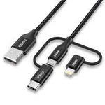 Choetech 3w1 kabel USB MFI Lightning / USB Typ C / micro USB 1,2 m czarny