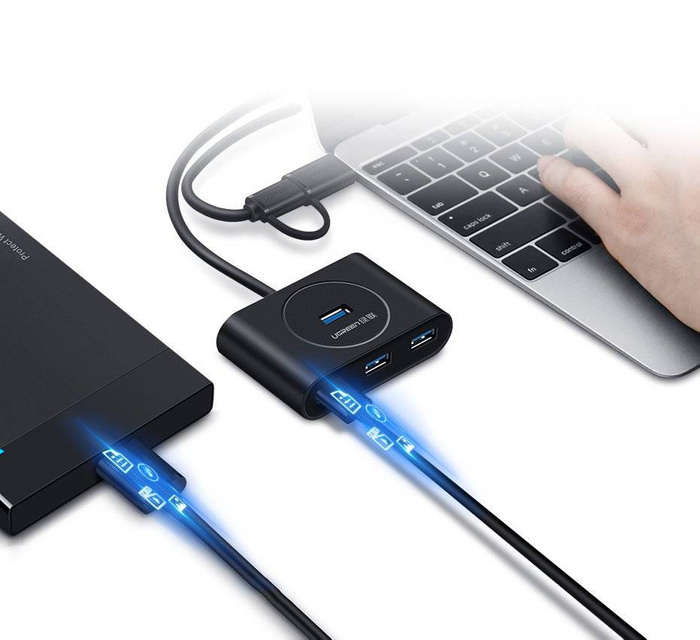 Ugreen rozdzielacz HUB 4x USB 3.2 Gen 1 (kabel 1 m) czarny (CR113 20291)