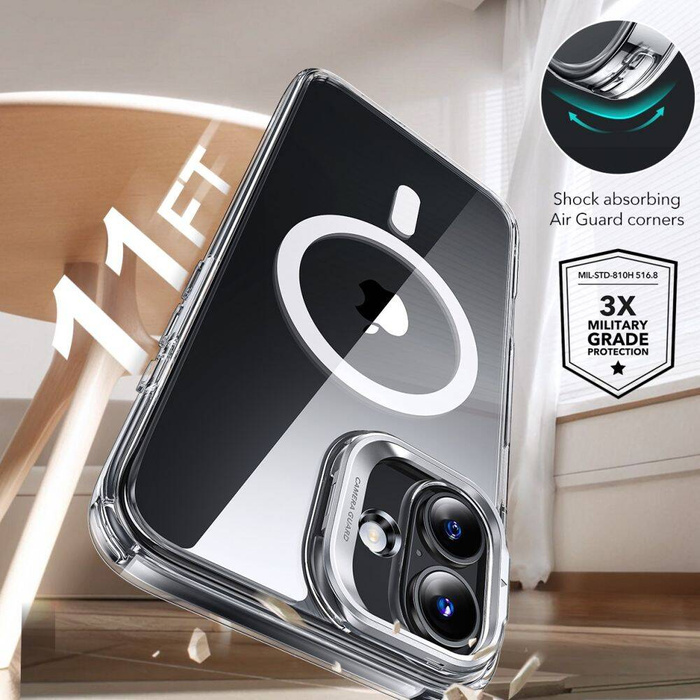 Etui ESR CLASSIC HYBRID KICKSTAND HALOLOCK MAGSAFE & TEMPERED GLASS IPHONE 16 PLUS CLEAR