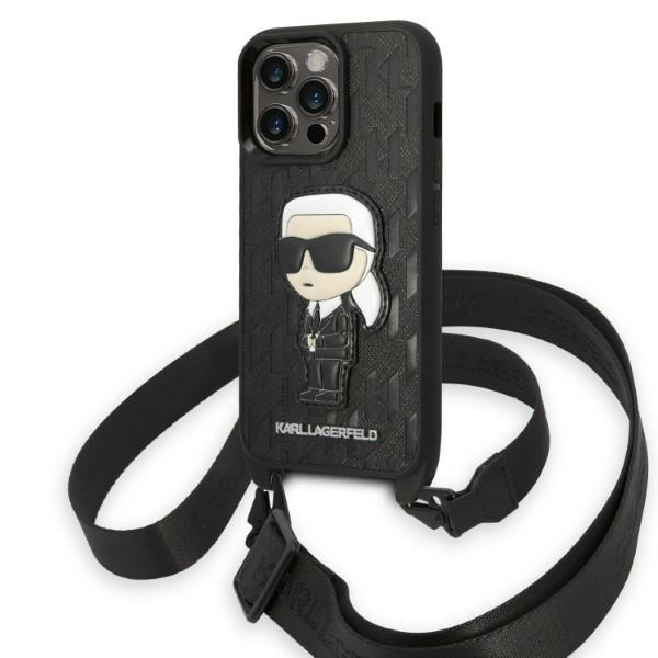 Etui Karl Lagerfeld iPhone 14 Pro 6,1" czarny/black hardcase Monogram Ikonik Patch