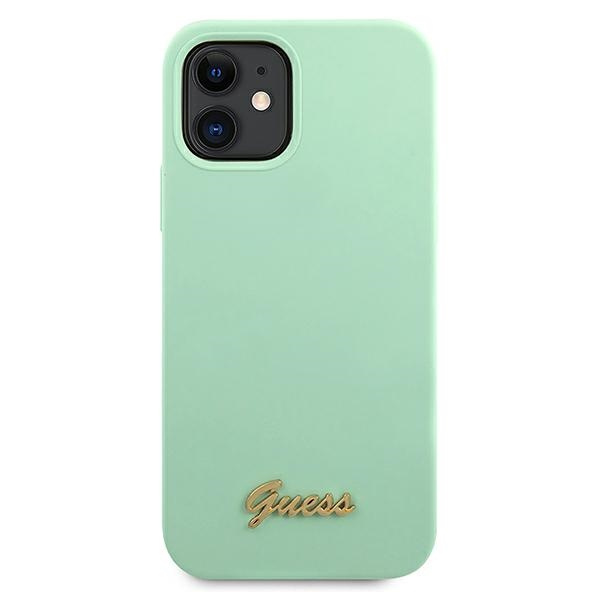 Etui GUESS Apple iPhone 12 Mini Metal Logo Script Zielony Hardcase