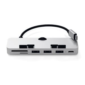 Satechi Aluminum Type-C Clamp Hub Pro - aluminiowy Hub do iMac 2017/2019/2020 USB-C (USB-C, 3x USB-A, czytnik kart micro/SD) (silver)