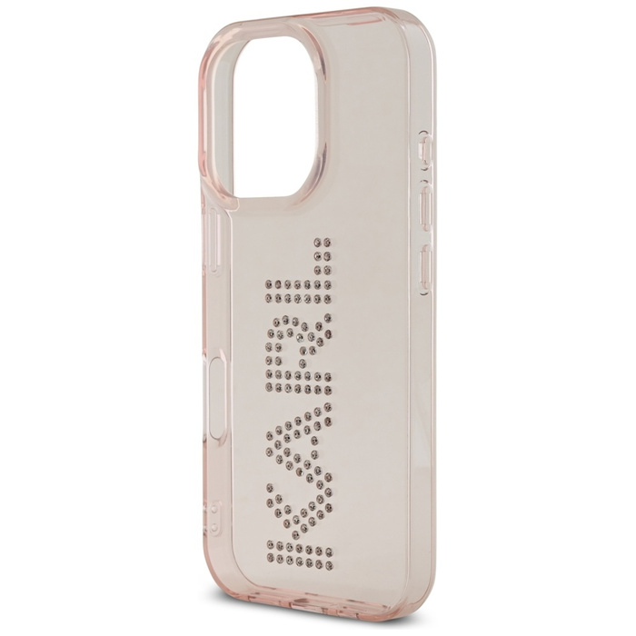 Etui Karl Lagerfeld IML Rhinestones Logo do iPhone 16 Pro różowy