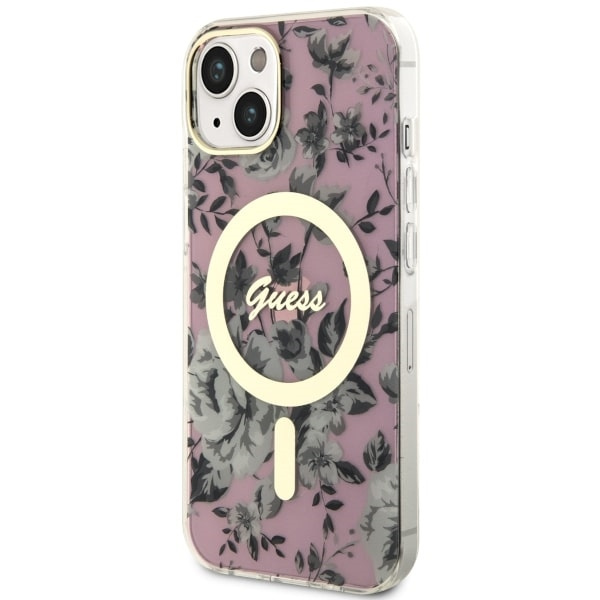 Etui Guess GUHMP14SHCFWSP iPhone 14 6.1" różowy/pink hardcase Flower MagSafe Case
