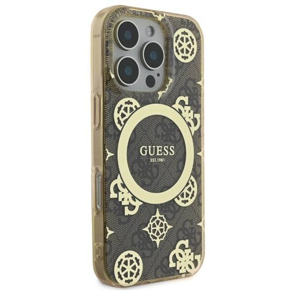 Etui Guess iPhone 16 Pro Max  6.9" brązowy/brown hardcase IML Peony On 4G Background MagSafe
