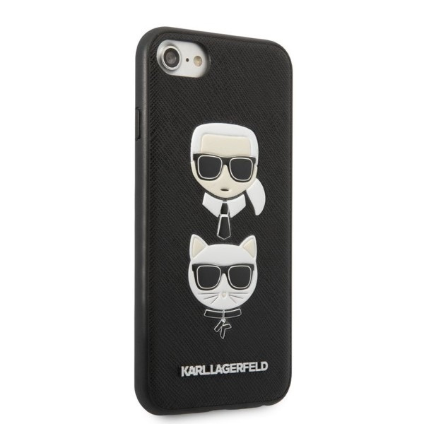 Etui KARL LAGERFELD Apple iPhone 7 8 SE 2020 SE 2022 Saffiano Ikonik Karl&Choupette Head Czarny Hardcase
