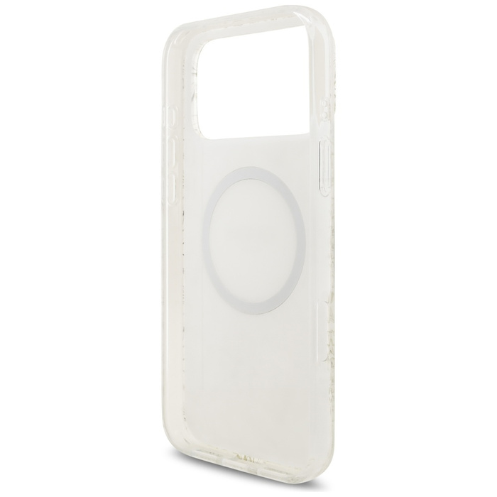 Etui Guess IML Flowers Electro Pearl     Strap MagSafe do iPhone 17 Pro Max biały