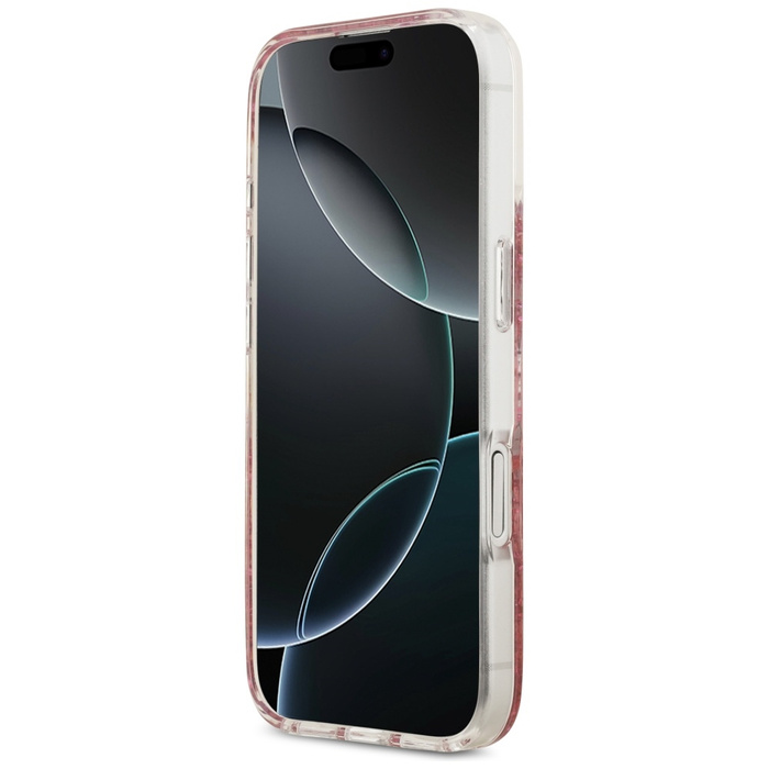 Etui Guess Resin Bottom Glitter MagSafe  do iPhone 17 różowy