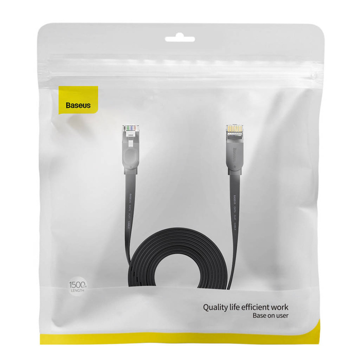 Baseus Speed Six kabel sieciowy płaski RJ45 1000Mbps 15m czarny (WKJS000301)