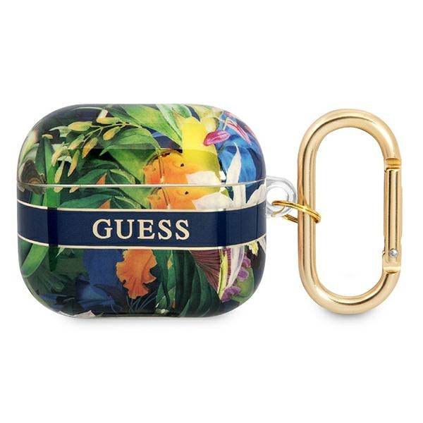 Etui GUESS Apple AirPods 3 Cover Flower Strap Collection Niebieski Case